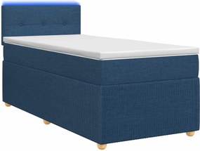 vidaXL Κρεβάτι box spring με στρώμα Μπλε 80 x 200 cm Ύφασμα