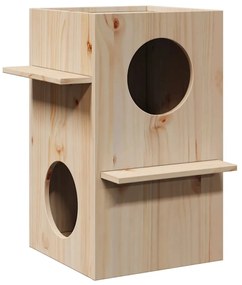 vidaXL Σπίτι για γάτες 43x43x60 cm από μασίφ ξύλο πεύκο