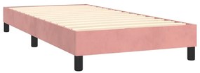 Κρεβάτι Boxspring με Στρώμα Ροζ 100x200 εκ. Βελούδινο - Ροζ