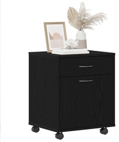 vidaXL Κιβώτιο με Ρόδες Μαύρη Δρυ 45x38x54 εκ. Επεξεργασμένο Ξύλο