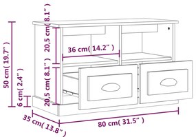 Έπιπλο Τηλεόρασης Γυαλ. Λευκό 80x35x50 εκ. Επεξεργασμένο Ξύλο - Λευκό