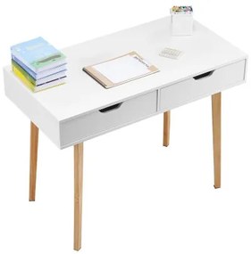 VEVOR Small Desk with Drawer Kids Desk for Bedroom Wooden Study Table White+Wood