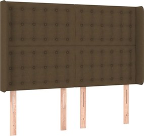 vidaXL Κρεβάτι Boxspring με Στρώμα &amp; LED Σκ.Καφέ 140x190εκ. Υφασμάτινο
