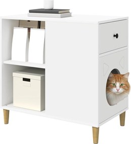 vidaXL Σπίτι Γάτας Λευκό 72 x 42.5 x 70 εκ. Επεξεργασμένο ξύλο