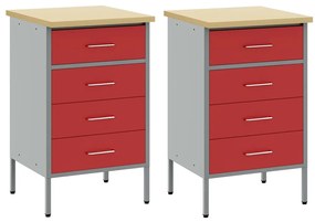 vidaXL Ντουλάπα Εργασίας 2 pcs Κόκκινο και Γκρίζο 100 x 55 x 85 εκ.
