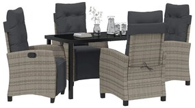 vidaXL Σέτ φαγητού για κήπο με μαξιλάρι 5 pcs Γκρι συνθετικό ρατάν