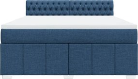 vidaXL Κρεβάτι Boxspring με Στρώμα Μπλε 180x200 εκ. Υφασμάτινο