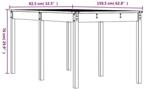 ΤΡΑΠΕΖΙ ΚΗΠΟΥ 159 X 82,5 X 76 ΕΚ. ΑΠΟ ΜΑΣΙΦ ΞΥΛΟ ΠΕΥΚΟΥ 823976