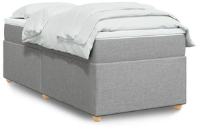 vidaXL Κρεβάτι Boxspring με Στρώμα Ανοιχτό Γκρι 90x200 εκ. Υφασμάτινο