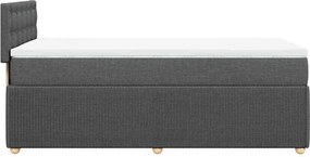 vidaXL Κρεβάτι Boxspring με Στρώμα Σκούρο Γκρι 90x190 εκ. Υφασμάτινο