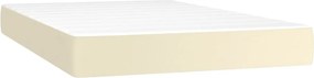vidaXL Κρεβάτι Boxspring με Στρώμα &amp; LED Κρεμ 120x200 εκ. Συνθ. Δέρμα