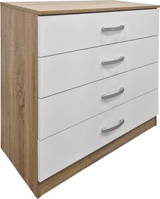 Συρταριέρα Athos pakoworld σε sonoma-λευκή απόχρωση 80x40x79εκ