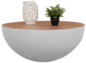 ΔΙΑΚΟΣΜΗΤΙΚΟ ΤΡΑΠΕΖΙ ΣΑΛΟΝΙΟΥ BOWL Φ90X40Yεκ. ΛΕΥΚΟ ΜΕ ΞΥΛΟ ΑΚΑΚΙΑΣ HM8717.03