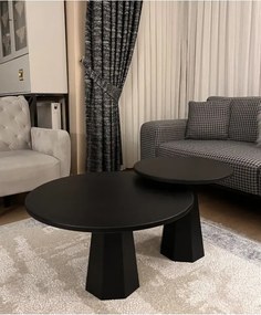 Σετ 2 μέσων τραπεζιών σαλονιού από MDF με μοντέρνο γεωμετρικό σχήμα Μαύρο
