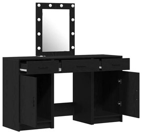 vidaXL Τραπέζι περιποίησης με συρτάρι 3 pcs Μαύρο 50 x 41 x 135 εκ