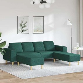 vidaXL Καναπές σαλονιού 3 pcs Σκούρο Πράσινο Πολυεστέρας