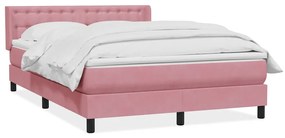 vidaXL Κρεβάτι Boxspring με Στρώμα Ροζ 160x210 εκ. Βελούδινο