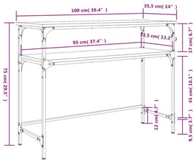 Τραπέζι Κονσόλα Γκρι Sonoma 100x35,5x75 εκ. Επεξεργασμένο Ξύλο - Γκρι