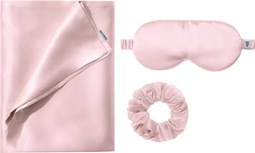 Μεταξωτή Μαξιλαροθήκη + Μάσκα Ύπνου + Scrunchie Feel & Touch Beauty Sleep Pudra