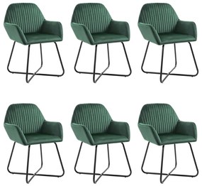 Καρέκλες Τραπεζαρίας 6 τεμ. Πράσινες Βελούδινες