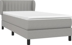 vidaXL Κρεβάτι Boxspring με Στρώμα Ανοιχτό Γκρι 90x190 εκ. Υφασμάτινο