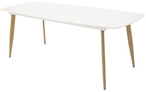 Τραπέζι Dallas 131, Άσπρο, Δρυς, 75x100x240cm, Ινοσανίδες μέσης πυκνότητας, Μέταλλο | Epipla1.gr