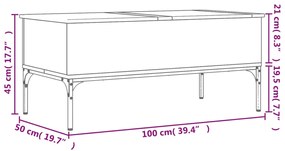 ΤΡΑΠΕΖΑΚΙ ΣΑΛΟΝΙΟΥ ΜΑΥΡΟ 100X50X45 ΕΚ. ΕΠΕΞ. ΞΥΛΟ &amp; ΜΕΤΑΛΛΟ 845411