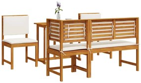 vidaXL Σετ Μπιστρό Κήπου 4 pcs Καφέ Μασίφ ξύλο ακακίας