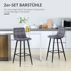 HOMCOM σετ 2 σκαμπό μπαρ με υποπόδιο σε ρετρό σχεδιασμό 42 cm x 47 cm x 105 cm Γκρι