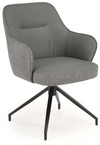 Καρέκλα Houston 1601, Γκρι, 85x60x65cm, 11 kg, Οικολογικό δέρμα, Μεταλλικά, Μπράτσα | Epipla1.gr