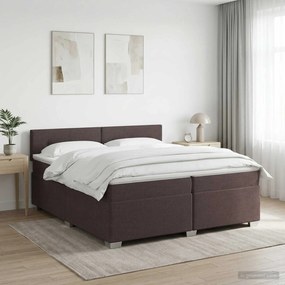 vidaXL Κρεβάτι box spring με στρώμα Σκούρο Καφέ 200 x 200 cm Ύφασμα