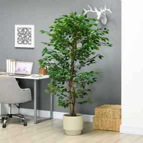 Τεχνητό δέντρο Ficus, Ρεαλιστικό, Εύκολη φροντίδα, Περιλαμβάνεται γλάστρα, Ύψος 180cm, Πράσινο