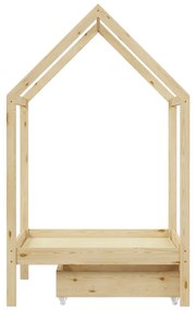 Παιδικό κρεβάτι Mellin τ.Montessori με 2 συρτάρια pakoworld ξύλο πεύκου σε φυσική απόχρωση 90x190εκ