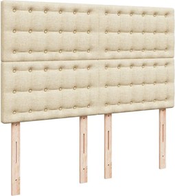 vidaXL Κρεβάτι Boxspring με Στρώμα Κρεμ 140x200 εκ. Υφασμάτινο