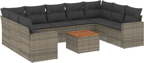vidaXL Patio Sofa Set 10-θέσια Grey and Dark Grey