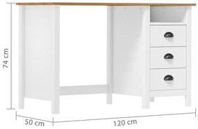 vidaXL Γραφείο Hill με 3 Συρτάρια 120x50x74 εκ Μασίφ Ξύλο Πεύκου
