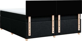 vidaXL Κρεβάτι Boxspring με Στρώμα Μαύρο 200x200 εκ. Υφασμάτινο
