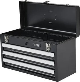 VEVOR Tool Box 20.5-inch Portable Metal Tool Box with 3 Drawers Tool Organizer