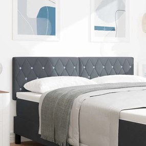 vidaXL Κεφαλάρι LED  με κρύσταλλα και τασάκια, σε σκούρο γκρι, 72 εκ. Βελούδο