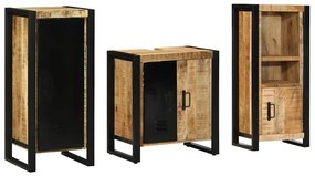 vidaXL Σετ Επίπλων Μπάνιου 3 pcs Καφέ και Μαύρο Στερεό ξύλο μάνγκο