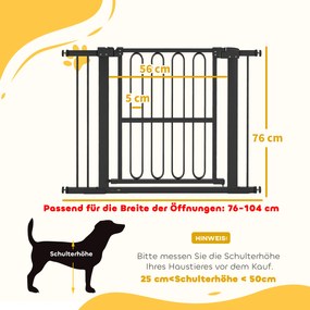 PawHut Πόρτα ασφαλείας σκύλου, 76-104 cm Πόρτα ασφαλείας χωρίς βίδωμα, Πόρτα ασφαλείας σκάλας