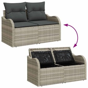 vidaXL Σετ Καναπέ Κήπου με μαξιλάρι 10 pcs Ανοιχτό γκρι Πολυ ράταν