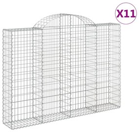 vidaXL Συρματοκιβώτια Τοξωτά 11 τεμ. 200x30x140/160 εκ. Γαλβαν. Ατσάλι