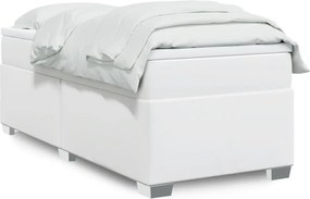 vidaXL Κρεβάτι Boxspring με Στρώμα Λευκό 80 x 200 εκ. Συνθετικό Δέρμα