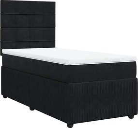 vidaXL Κρεβάτι Boxspring με Στρώμα Μαύρο 90x190 εκ. Βελούδινο