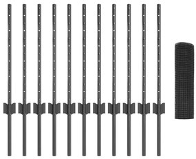 vidaXL Τεντώτο με στήριγμα Γκρι 0,5 x 25 μ. Ατσάλι