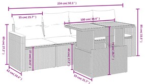 vidaXL Σετ Καναπέ Κήπου 5 Τεμαχίων Μαύρο Συνθετικό Ρατάν με Μαξιλάρια