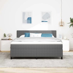 vidaXL LED Κρεβάτι με βάθρο Ανοιχτό Γκρι και Λευκό 180 x 200 cm