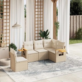 vidaXL Patio Sofa Set 5-θέσια Beige and Cream