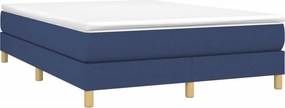 vidaXL Κρεβάτι Boxspring με Στρώμα Μπλε 140x200 εκ. Υφασμάτινο